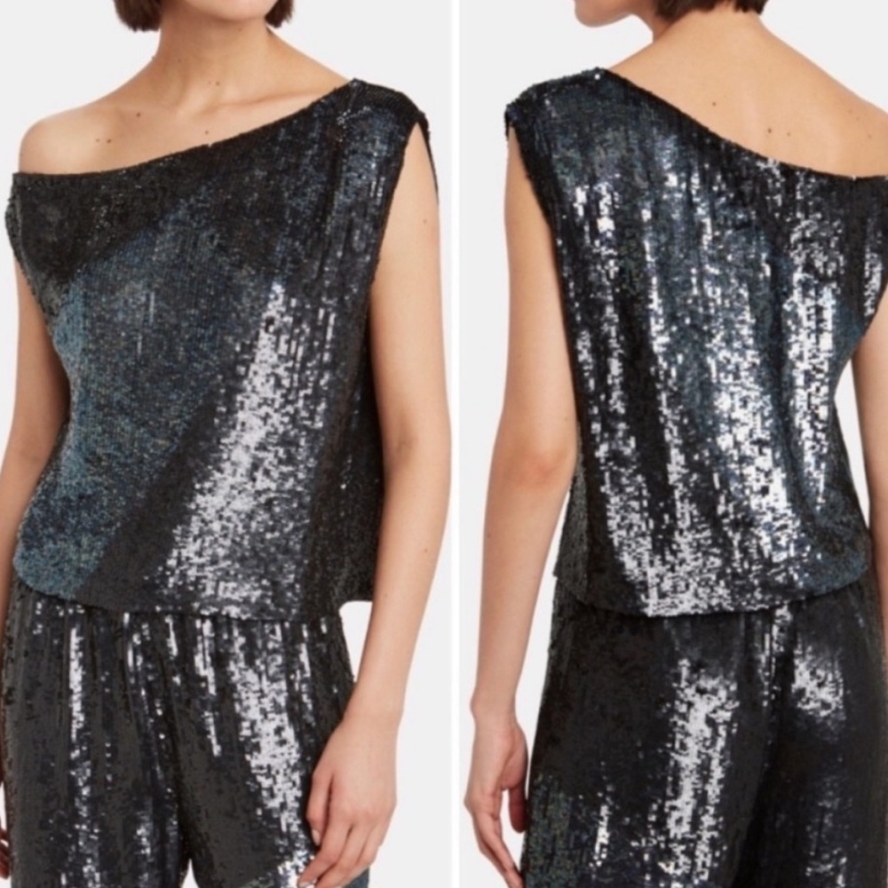 NWOT Retrofete Sequined Off Shoulder Top S